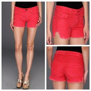 FP corduroy shorts grenadine hot pink distressed